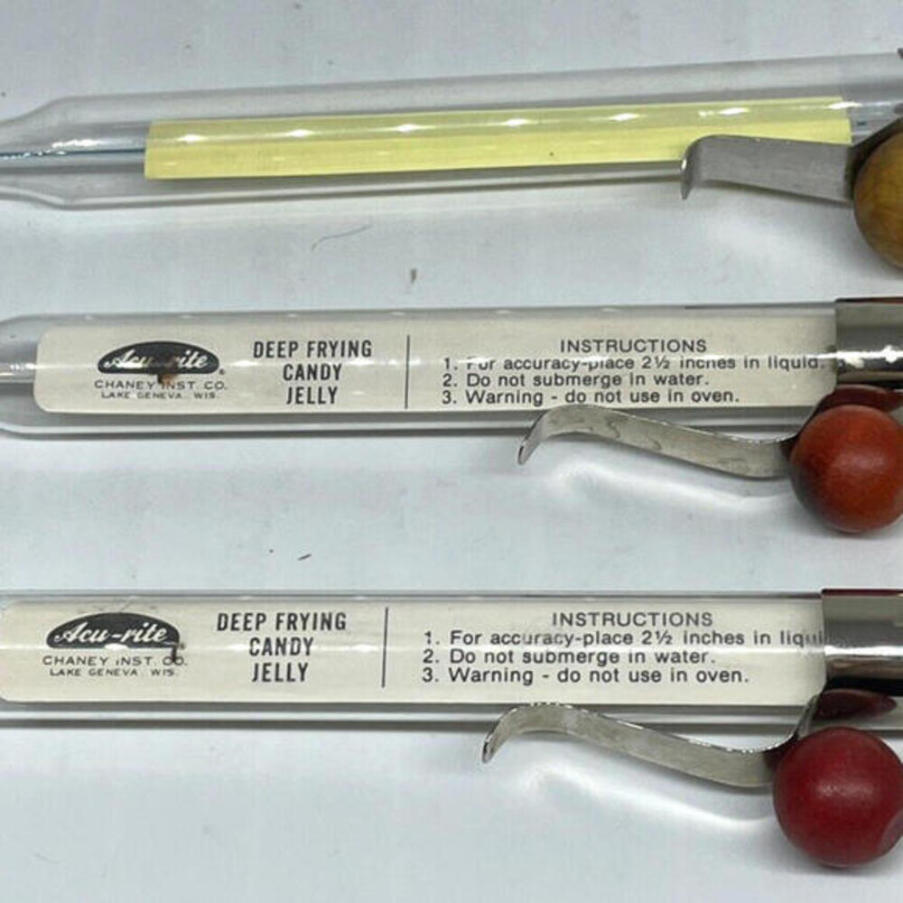 Candy Deep Fat Glass Kitchen Thermometer LOT of 3 Chaney Acu-Rite Vintage‎